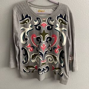 NWT- Princess Vera Wang- grey stiched sweater- Size X Large